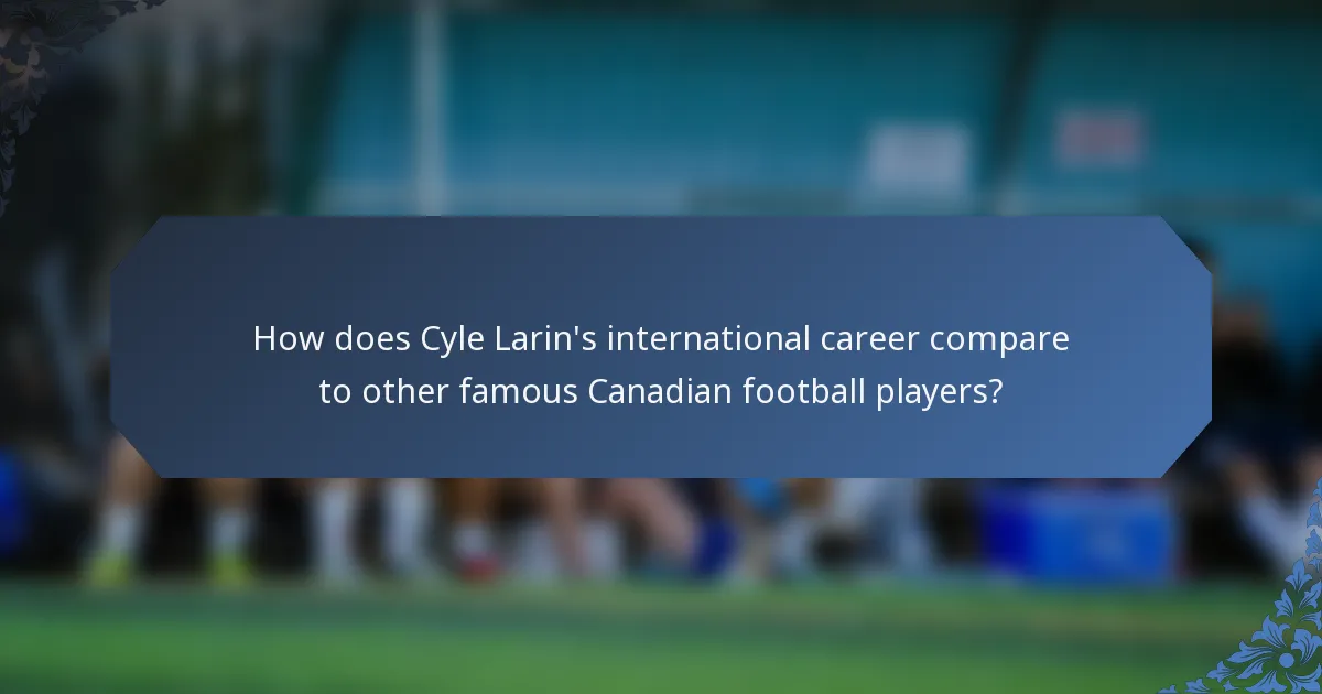 How does Cyle Larin's international career compare to other famous Canadian football players?
