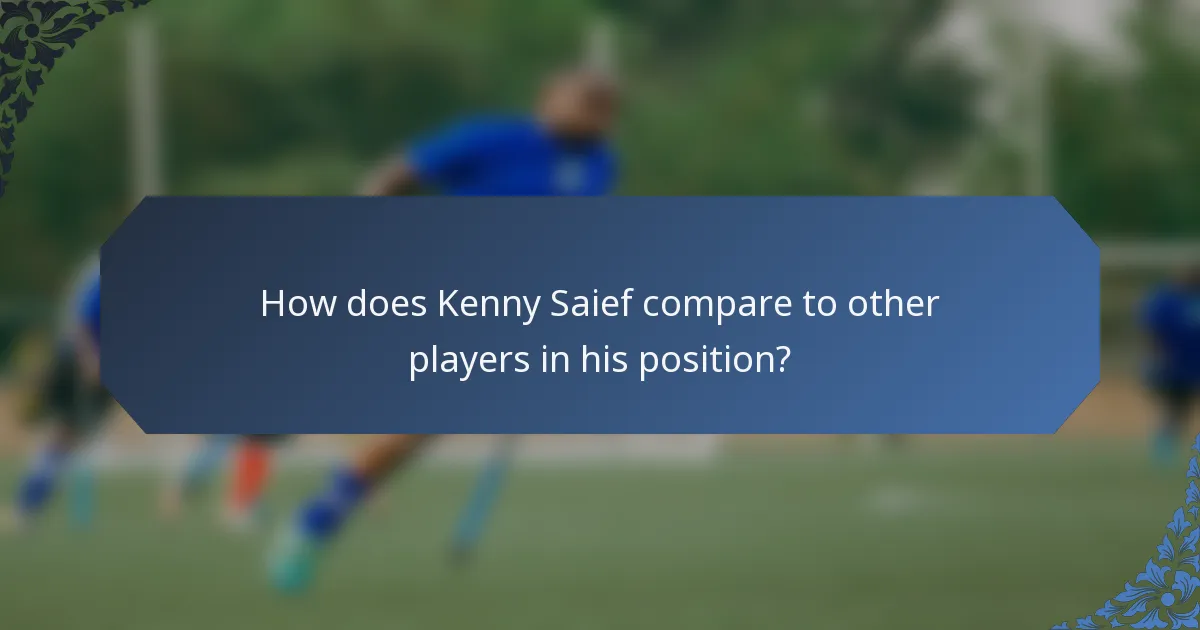 How does Kenny Saief compare to other players in his position?