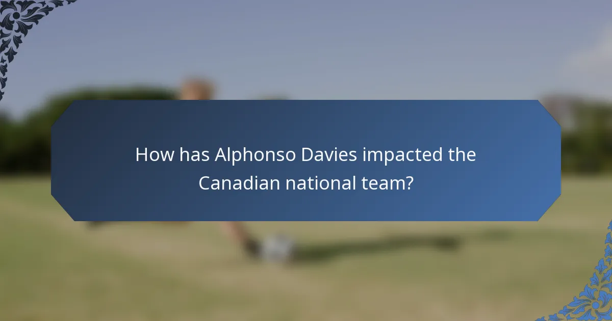 How has Alphonso Davies impacted the Canadian national team?