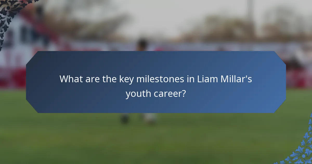 What are the key milestones in Liam Millar's youth career?